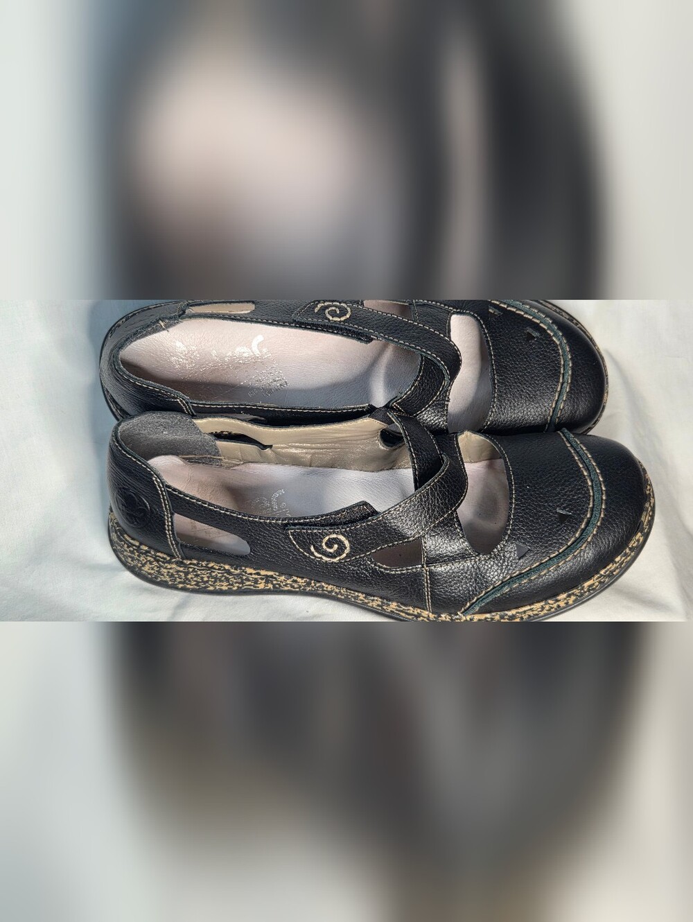 Rieker Antistress Daisy Womens Black Leather Slip On MaryJane Flats Sz 11/EU 42 - Picture 2 of 9